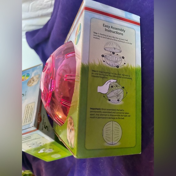 Set of 2 Kaytee Mini 5" Run-About Exercise Ball Dwarf Hamster Mice Purple Pink - Picture 5 of 6